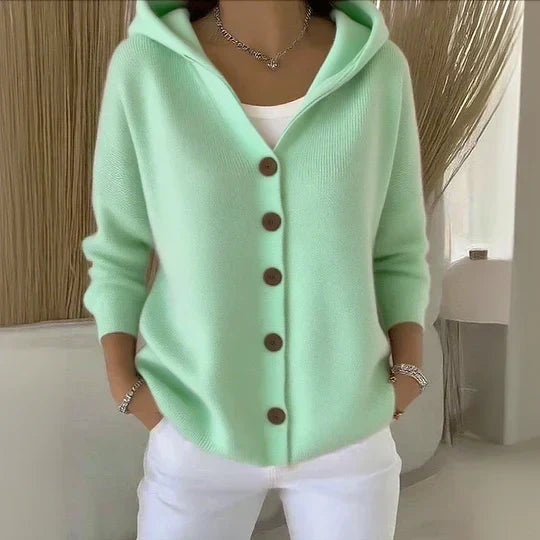 Women's Cable Knit Zip-Up Cardigan High Neck