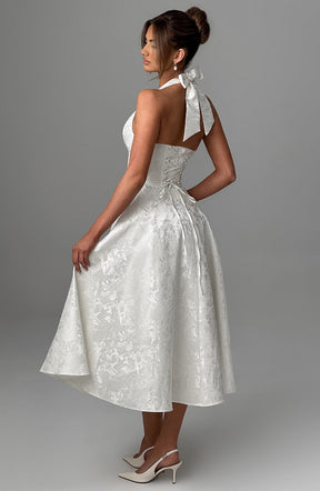 Women Wedding Guest Halter Midi Dress