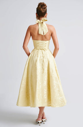 Women Wedding Guest Halter Midi Dress