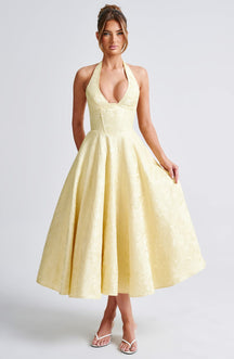 Women Wedding Guest Halter Midi Dress