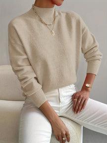 Women's Fine Knit High-Neck Long-Sleeve Jumper