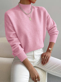Women's Fine Knit High-Neck Long-Sleeve Jumper