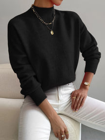 Women's Fine Knit High-Neck Long-Sleeve Jumper