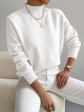 Women's Fine Knit High-Neck Long-Sleeve Jumper
