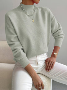 Women's Fine Knit High-Neck Long-Sleeve Jumper