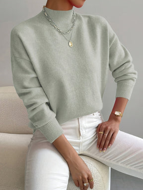 Women's Fine Knit High-Neck Long-Sleeve Jumper
