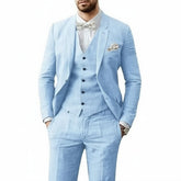 Men's Three-Piece Linen Wedding Suit Summer Formal Set