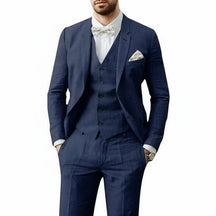 Men's Three-Piece Linen Wedding Suit Summer Formal Set