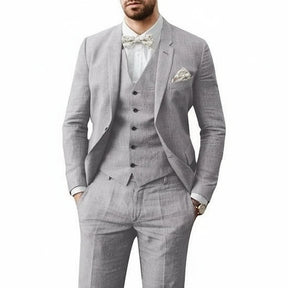Men's Three-Piece Linen Wedding Suit Summer Formal Set
