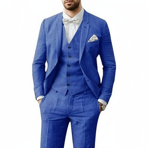 Men's Three-Piece Linen Wedding Suit Summer Formal Set