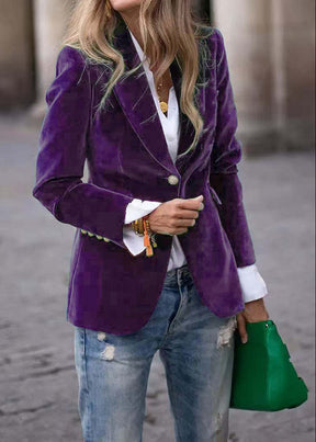 Women's Velvet Blazer with Gold Buttons Christmas Party