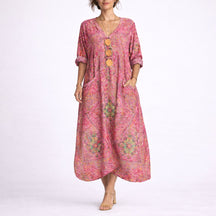 Women's Bohemian Maxi Fall Wedding Guest Dress Flowy Kaftan