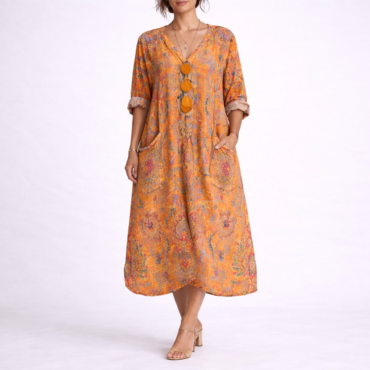Women's Bohemian Maxi Fall Wedding Guest Dress Flowy Kaftan