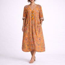 Women's Bohemian Maxi Fall Wedding Guest Dress Flowy Kaftan