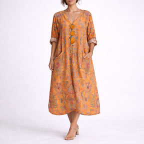 Women's Bohemian Maxi Fall Wedding Guest Dress Flowy Kaftan