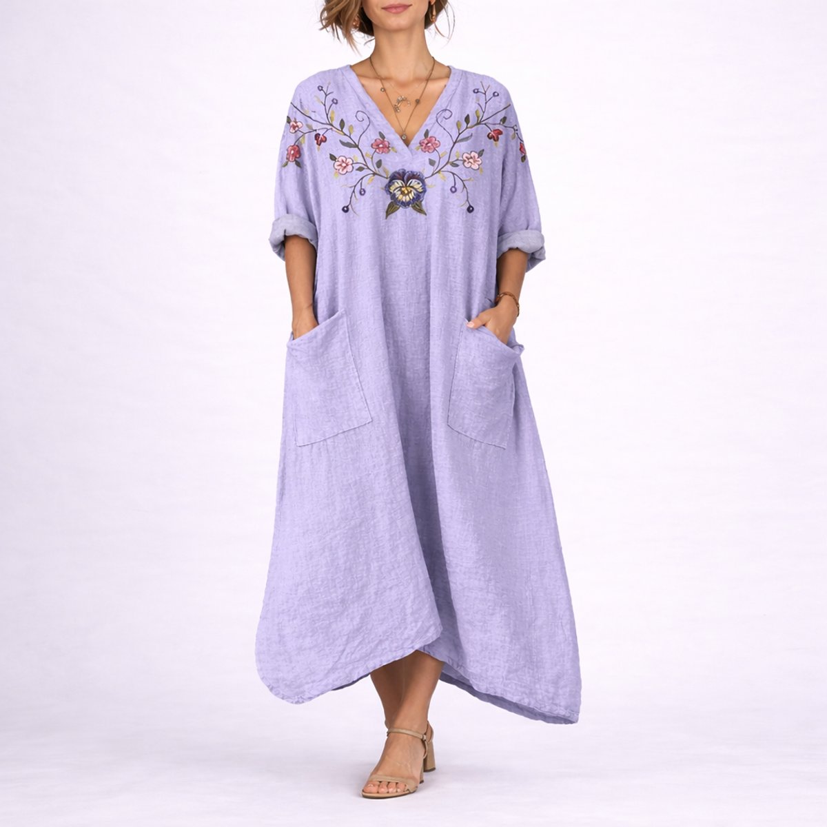 Women's Bohemian Maxi Fall Wedding Guest Dress Flowy Kaftan