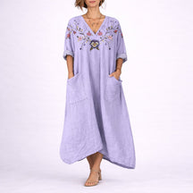 Women's Bohemian Maxi Fall Wedding Guest Dress Flowy Kaftan