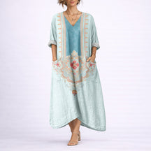 Women's Bohemian Maxi Fall Wedding Guest Dress Flowy Kaftan