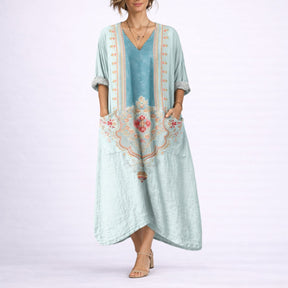 Women's Bohemian Maxi Fall Wedding Guest Dress Flowy Kaftan