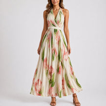 Women's Halter Neck Floral Maxi Dress