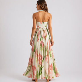 Women's Halter Neck Floral Maxi Dress