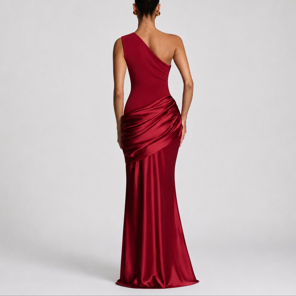 Women's Fall Wedding Guest Dresses One Shoulder Satin Maxi Gown