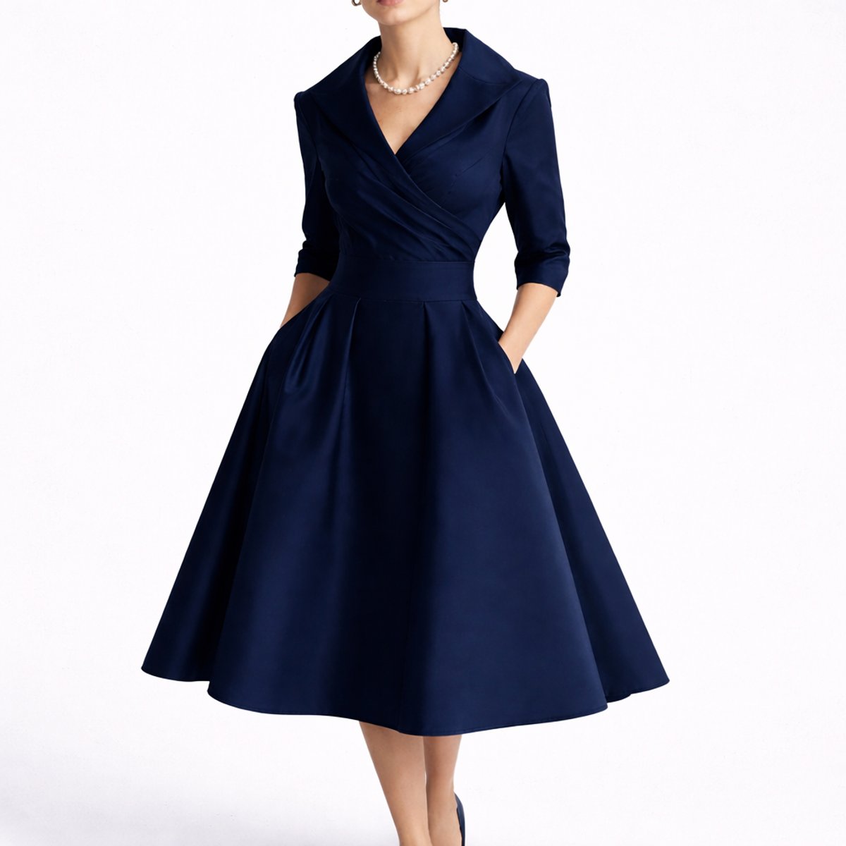 Women's Structured A-Line Midi Christmas Party Dress