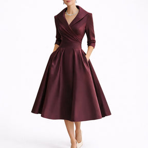 Women's Structured A-Line Midi Christmas Party Dress