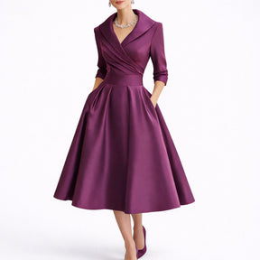 Women's Structured A-Line Midi Christmas Party Dress