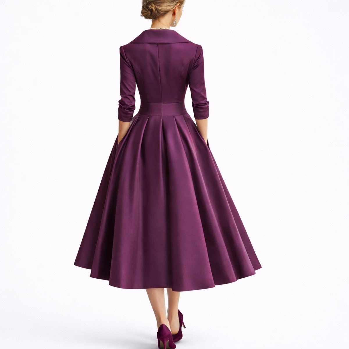 Women's Structured A-Line Midi Christmas Party Dress
