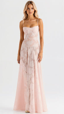 Women's Lace-Detail Bustier Maxi Christmas Party Dress