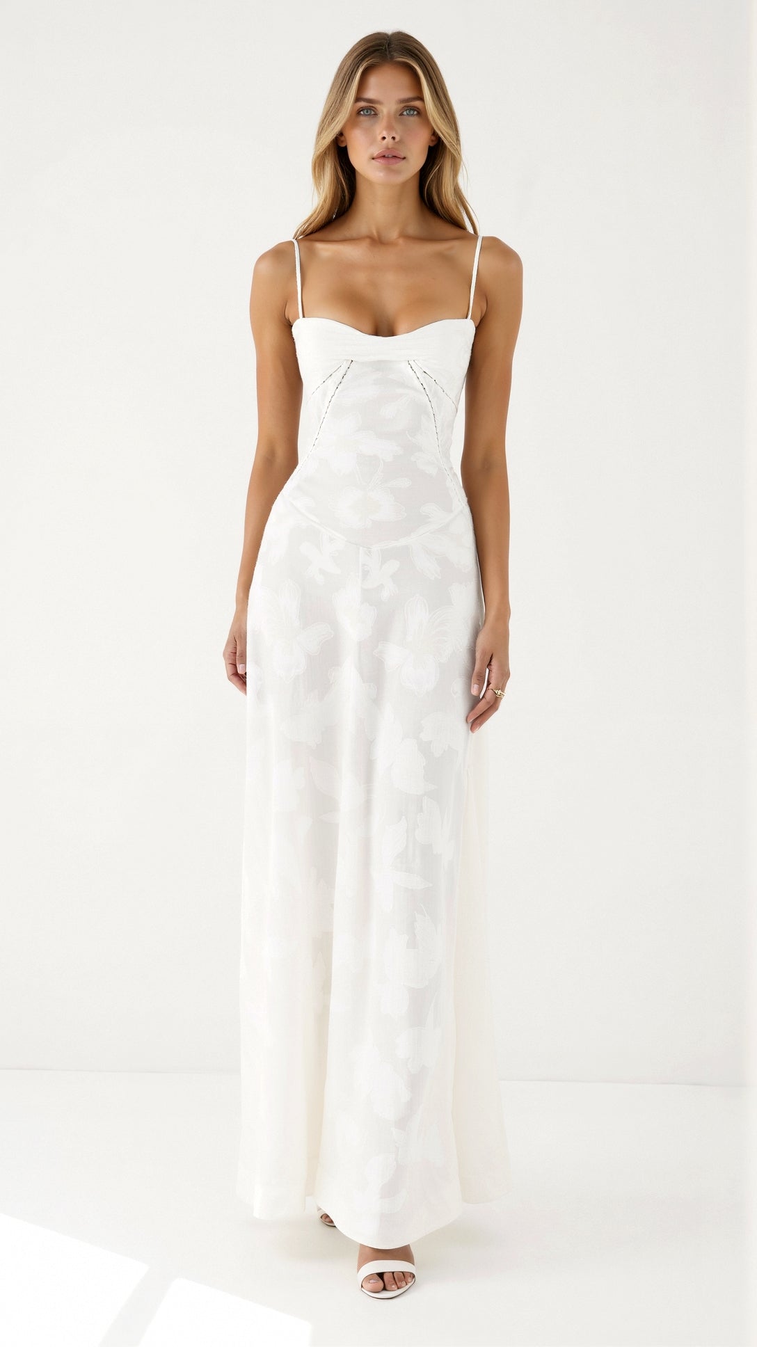 Women's Lace-Detail Bustier Maxi Christmas Party Dress
