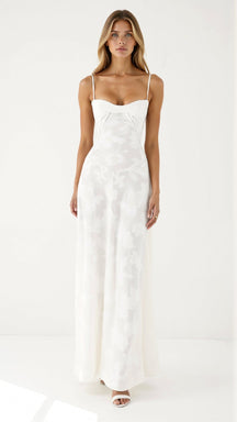 Women's Lace-Detail Bustier Maxi Christmas Party Dress