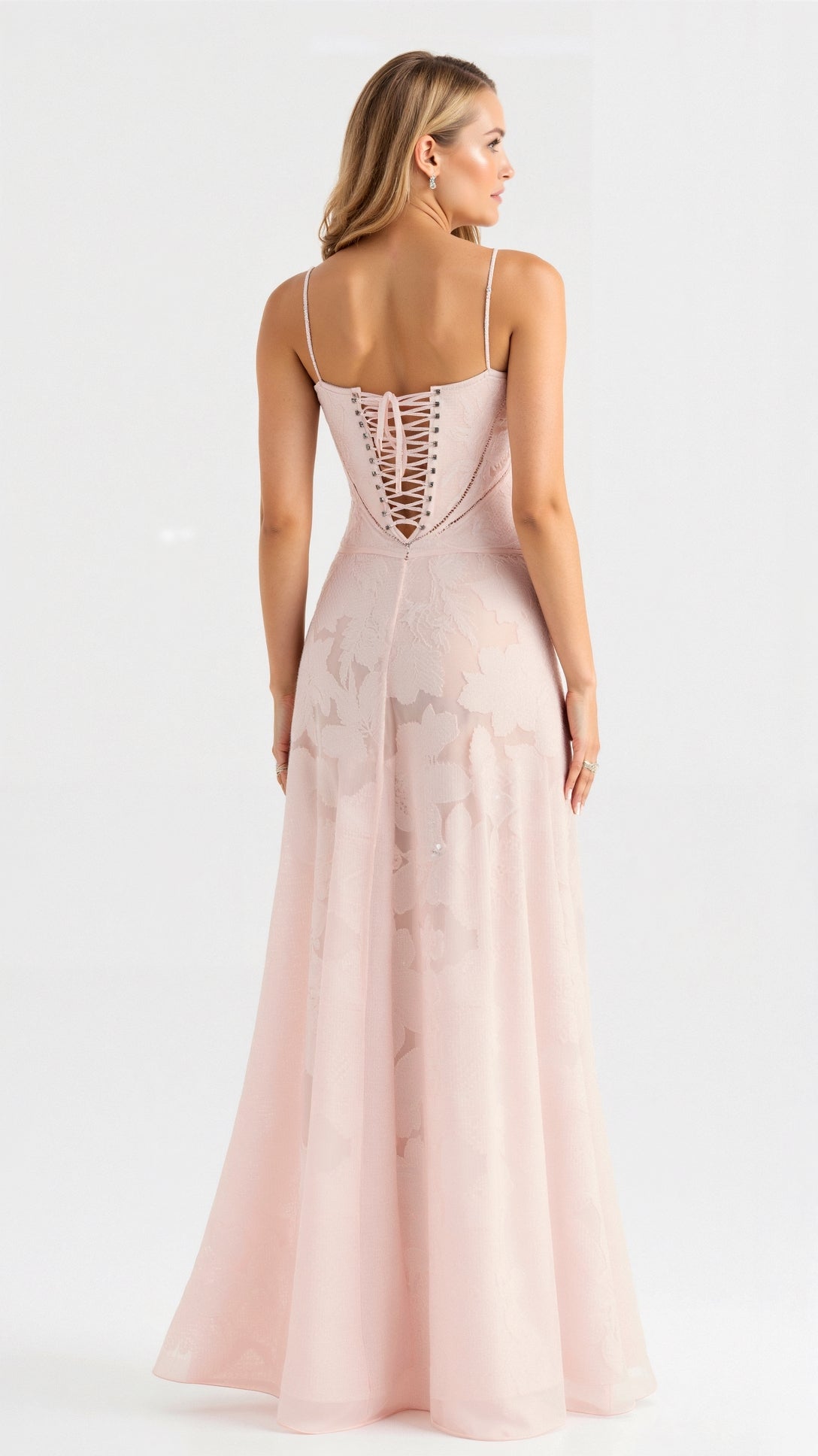 Women's Lace-Detail Bustier Maxi Christmas Party Dress