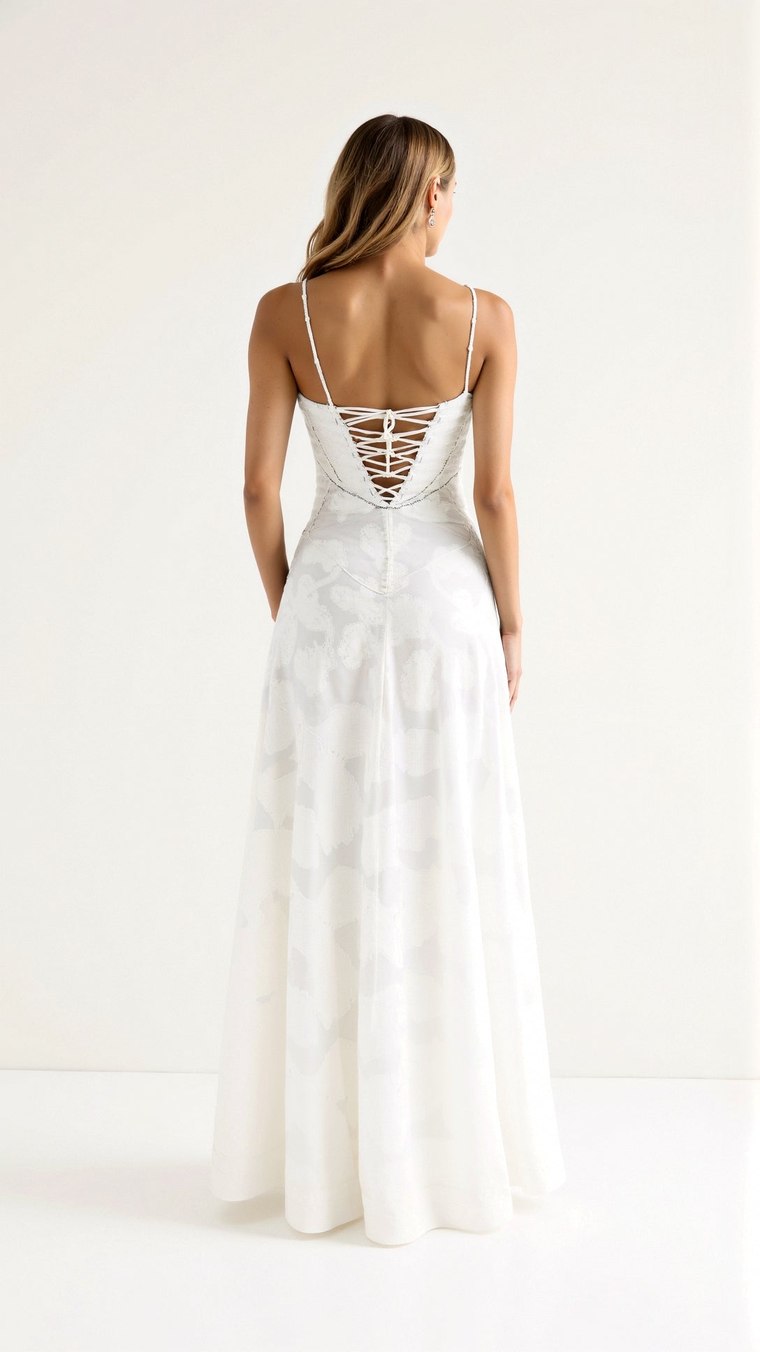 Women's Lace-Detail Bustier Maxi Christmas Party Dress