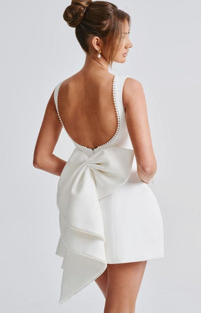 Women's Pearl Trim Sleeveless A-Line Mini New Year's Eve Dress