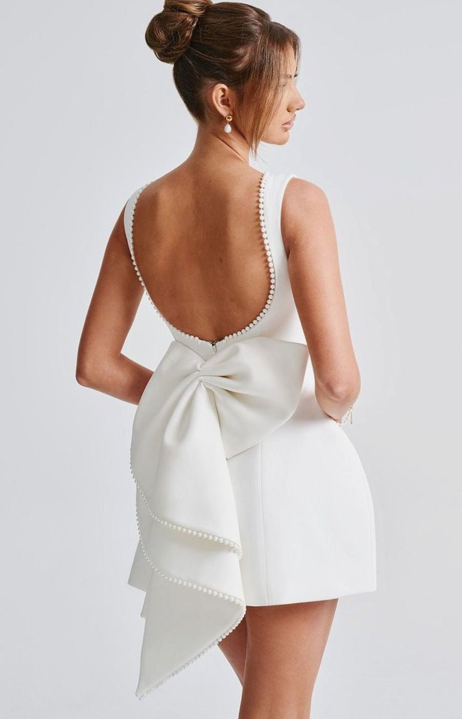 Women's Pearl Trim Sleeveless A-Line Mini New Year's Eve Dress