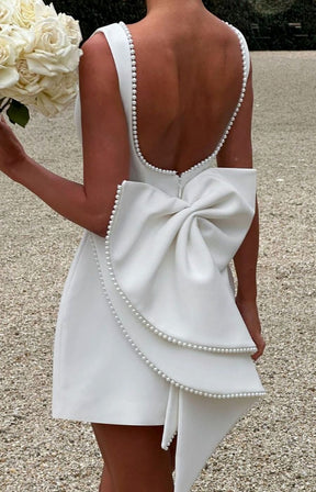 Women's Pearl Trim Sleeveless A-Line Mini New Year's Eve Dress