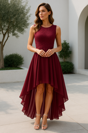 Women's Sleeveless Asymmetric High-Low Christmas Party Dress